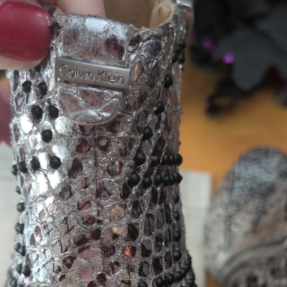 Calvin Klein Metallic Studded Ankle Booties - Picture 5 of 8